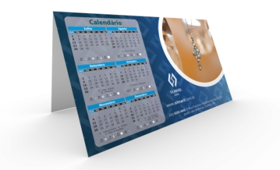 CALENDÁRIO | PVC 0,76mm - Cristal | 17,6x17,4 cm | VERNIZ CRISTAL FRENTE E VERSO | 4X0